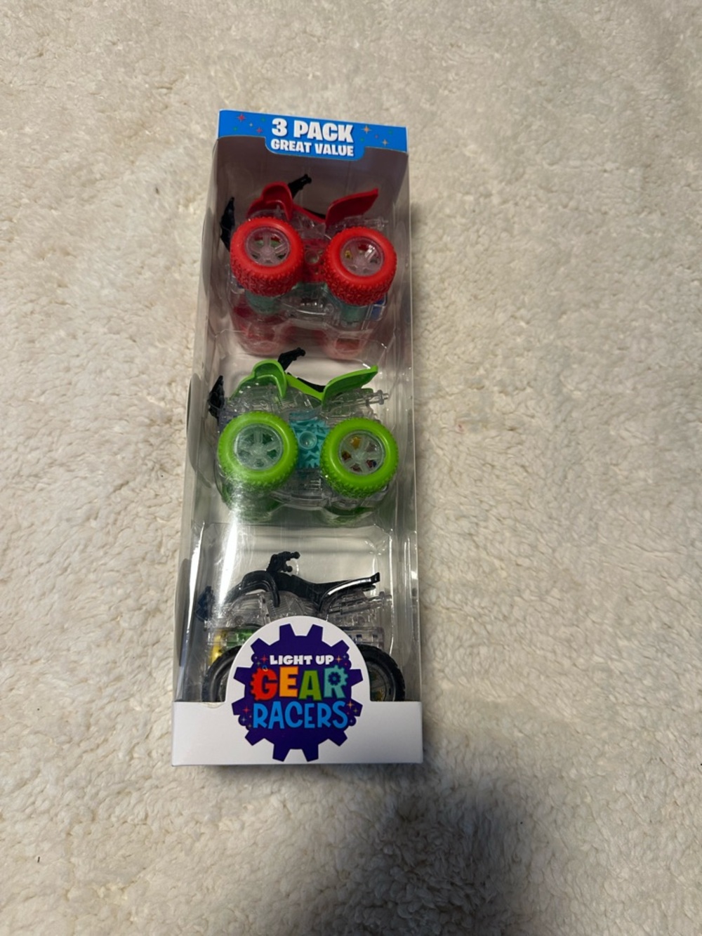3-Pack Toy Cars - Red, Green, Black